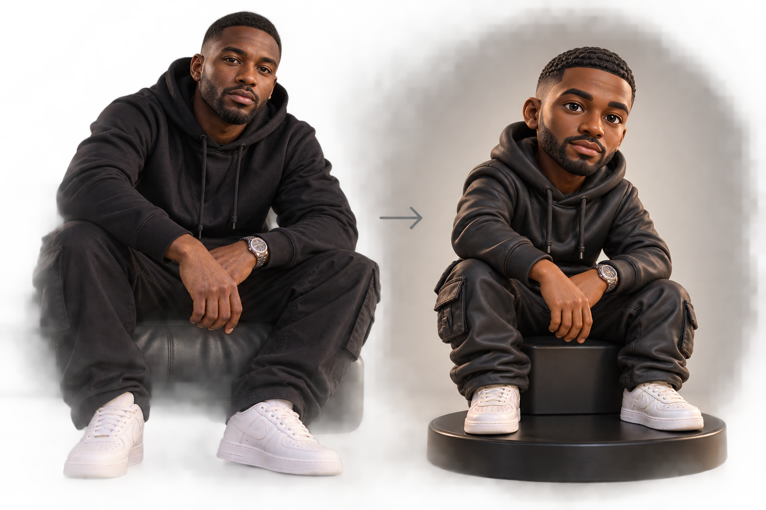 Person transformed into a personalised 3D MiniMii